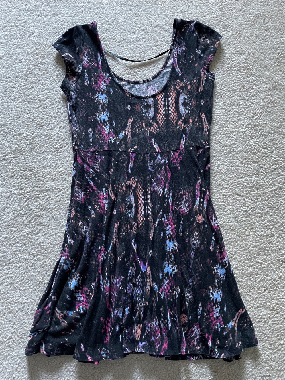 Kimchi Blue Black Multicolor Abstract Print Dress, Size L
